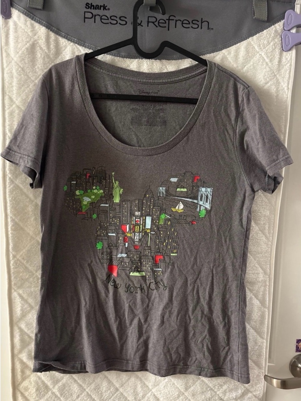 Disney Charcoal Gray Tee with NYC landmarks in Mickey shape design
